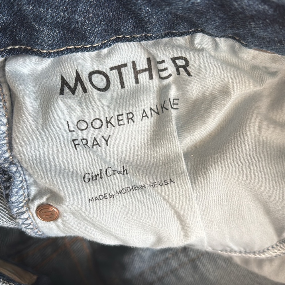 Mother denim Looker Ankle Fray cropped mid rise raw hem jeans color Girl Crush - Picture 8 of 9